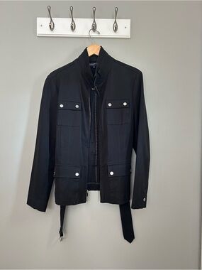 Women’s Black Utility Jacket - Classic Field Style.  Jones NY Signature. Size L